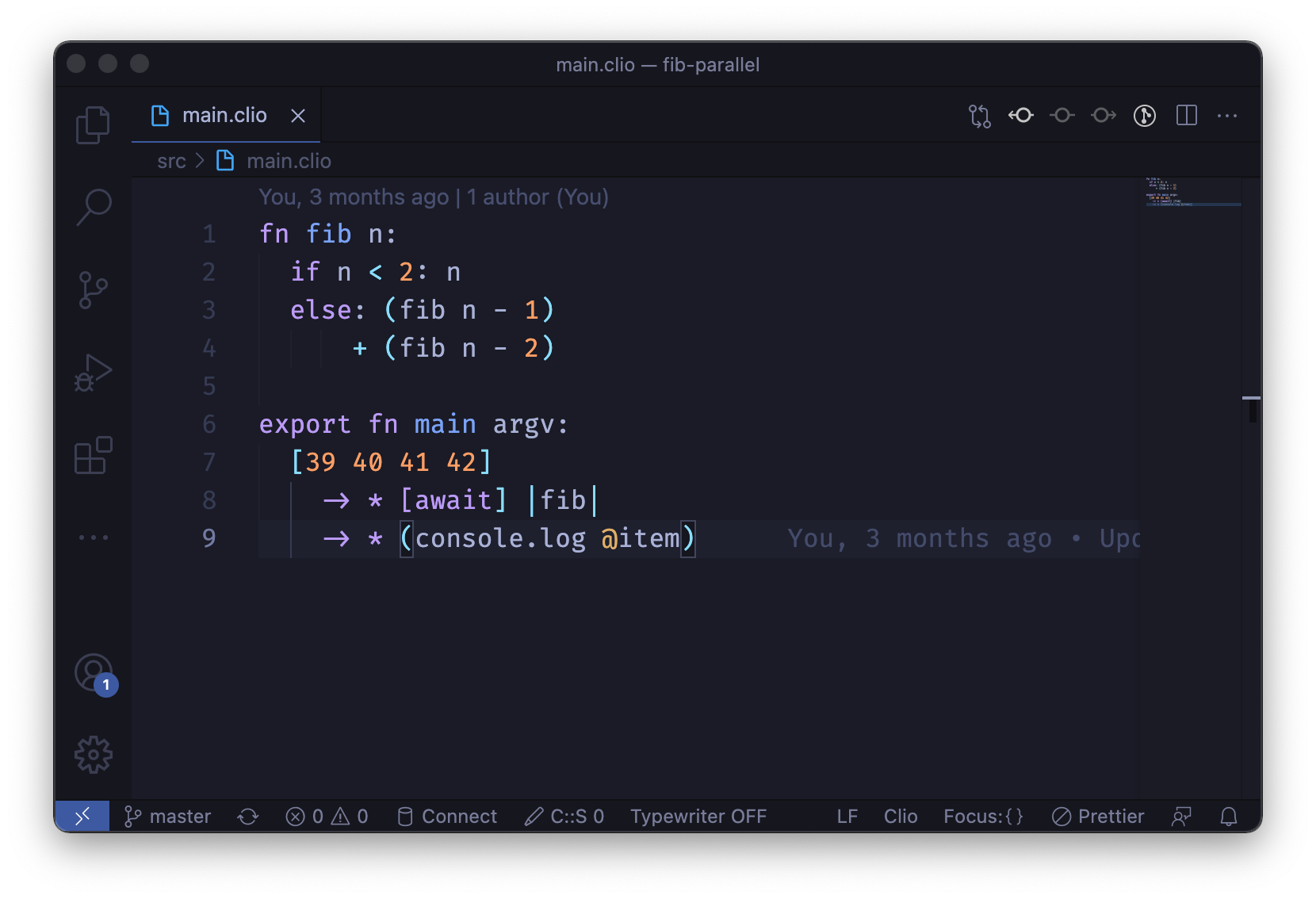 Clio syntax highlighting for Visual Studio Code
